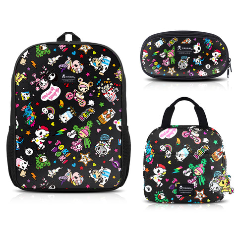 Tokidoki Backpack Set with Lunch Bag Pencil Case Series-Denim Daze