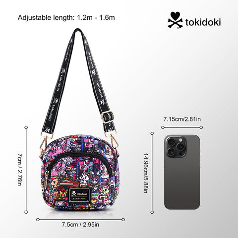 Tokidoki Small Phone Crossbody Bag with Unicorno Keychain Series-Midnight Metropolis