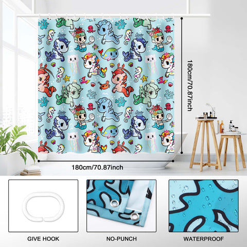 Tokidoki Waterproof Shower Curtain-B