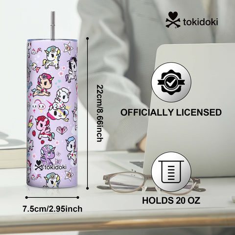 Tokidoki Vacuum Insulated Bottle 20oz with Straw Reusable -B
