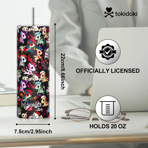 Tokidoki Vacuum Insulated Bottle 20oz with Straw Reusable -D