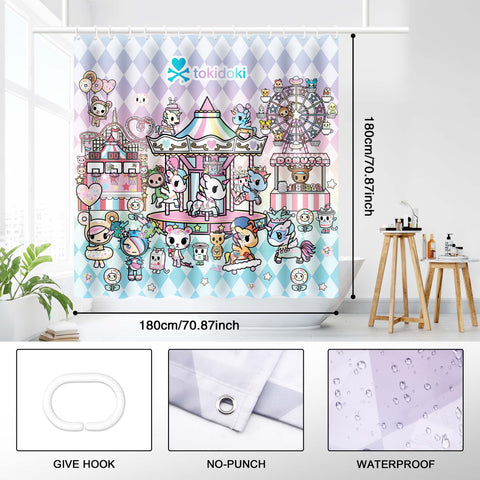 Tokidoki Waterproof Shower Curtain-C