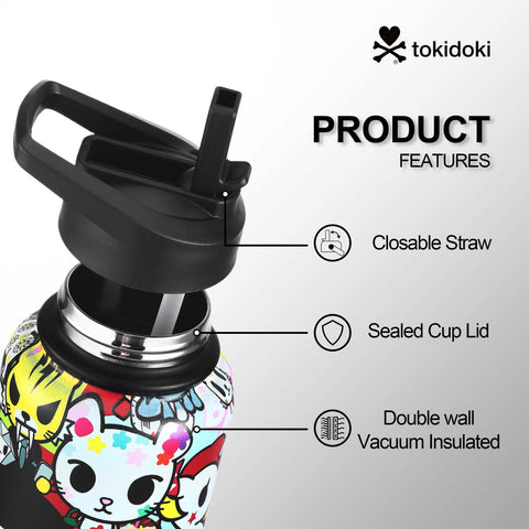 Tokidoki Water Bottle 32oz with Leak Proof Flip-D
