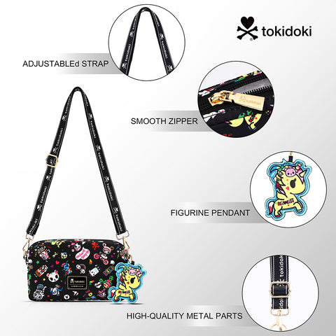 Tokidoki Crossbody Purse With Keychain Adjustable Strap Series-Denim Daze
