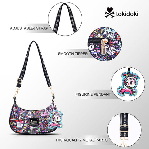 Tokidoki Crescent Shoulder Bag with Keychain Series-Midnight Metropolis