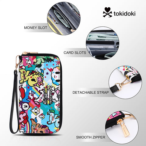 Tokidoki PU Wallet Card Holder with Wristlet Series-Rainbow Unicorno
