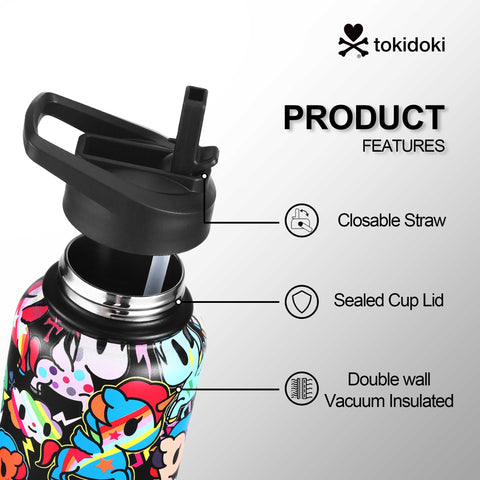 Tokidoki Water Bottle 32oz with Leak Proof Flip-A