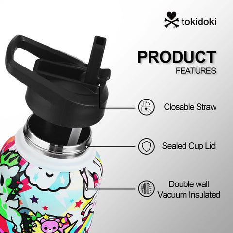 Tokidoki Water Bottle 32oz with Leak Proof Flip-C