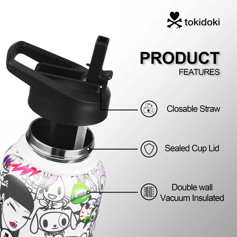 Tokidoki Water Bottle 32oz with Leak Proof Flip-E