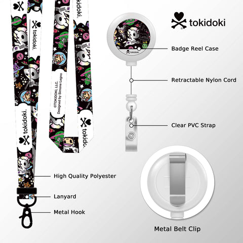 Tokidoki Lanyards for Id Badges with Retractable Reel Clip-I