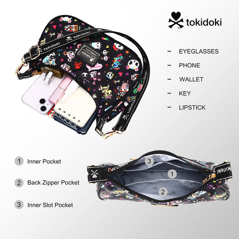 Tokidoki Crescent Shoulder Bag with Keychain Series-Denim Daze
