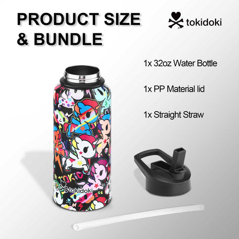 Tokidoki Water Bottle 32oz with Leak Proof Flip-A