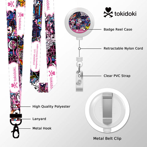 Tokidoki Lanyards for Id Badges with Retractable Reel Clip-D