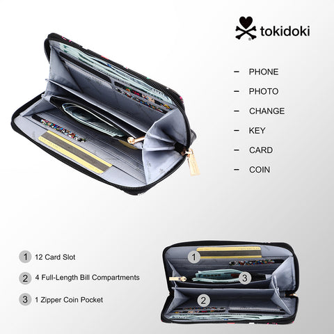 Tokidoki PU Wallet Card Holder with Wristlet Series-Denim Daze