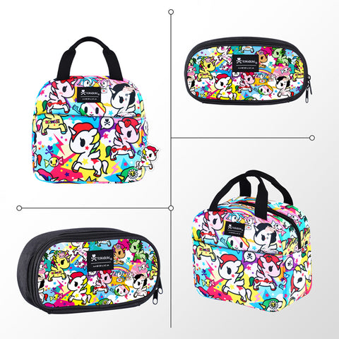 Tokidoki Backpack Set with Lunch Bag Pencil Case Series-Rainbow Unicorno