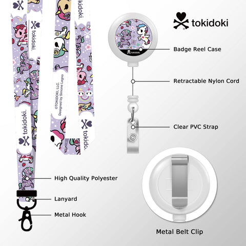 Tokidoki Lanyards for Id Badges with Retractable Reel Clip-E