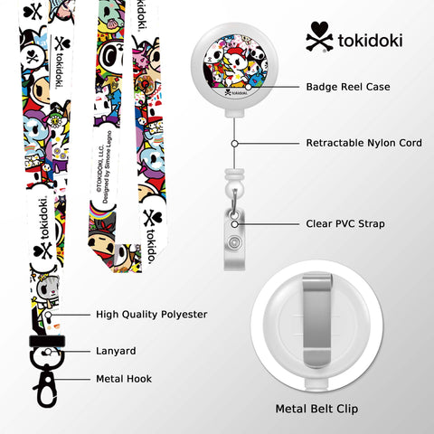 Tokidoki Lanyards for Id Badges with Retractable Reel Clip-J