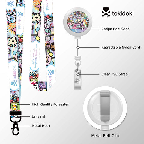 Tokidoki Lanyards for Id Badges with Retractable Reel Clip-C