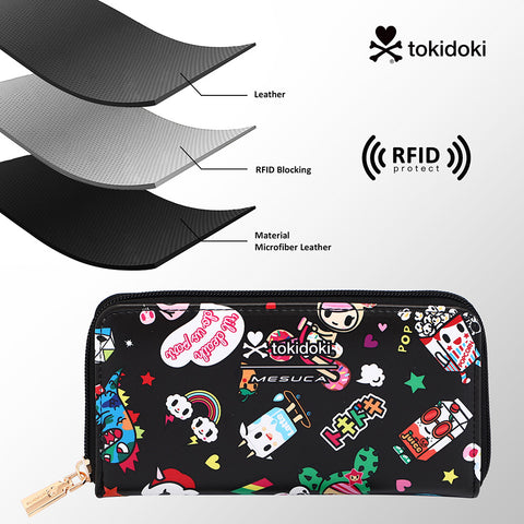 Tokidoki PU Wallet Card Holder with Wristlet Series-Denim Daze