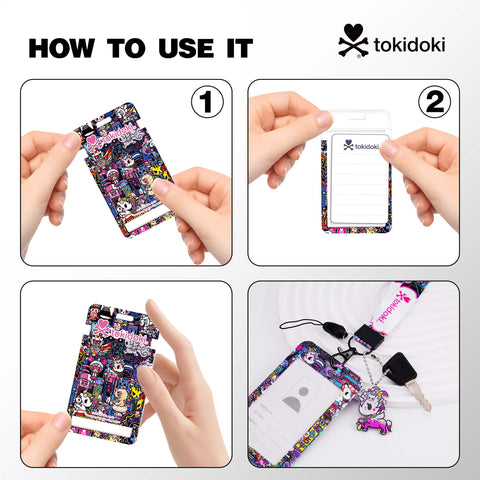Tokidoki Lanyards for Id Badges with Retractable Reel Clip-D
