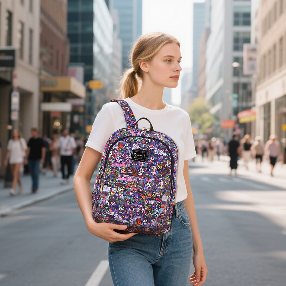 希少 tokidoki 未使用 ミニボストンバッグ ユニコーン柄 チャーム付 Tokidoki Backpack with Unicorno Keychain Series-Midnight Metropolis