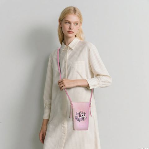 Tokidoki Leather Phone Bag with Adjustble Strap-Pink