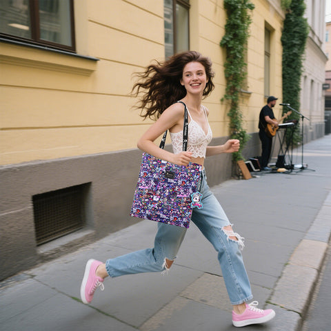 Tokidoki Large Canvas Bag with Unicorno Keychain  Series-Midnight Metropolis