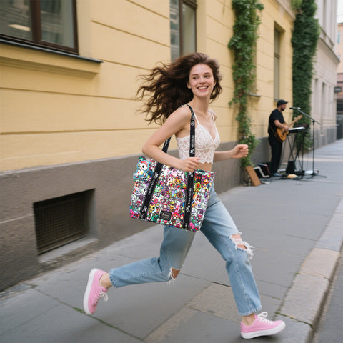 Tokidoki Foldable Tote Bag With Keychain Series-Flower Power